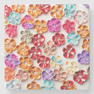 Porta-copo De Pedra Primavera tecido com costura manual Flores multico