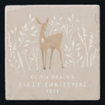 Porta-copo De Pedra Primeiro Natal, carne de rena natural delicada, el<br><div class="desc">Primeiro Natal,  renas naturais delicadas e elegantes design modernas. Parte de uma coleção espantosa.</div>