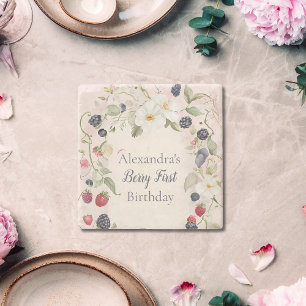 Porta-copo De Pedra Primeiro primeiro aniversario do Strawberry Berry