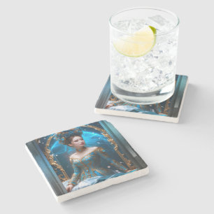 Porta-copo De Pedra Princesa da Arte Azul Rosa AI por Xzendor7