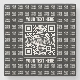 Porta-copo De Pedra Promotional QR code (editable) plus Logo Pattern