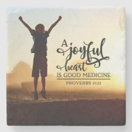 Porta-copo De Pedra Provérbios 17:22 Um coração alegre é um bom remédi
