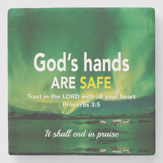 Porta-copo De Pedra Proverbs 3 TRUST NO LORD Christian (Frente)