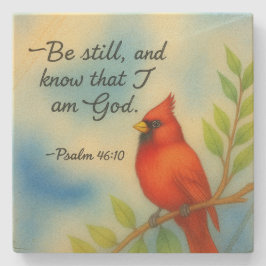 Porta-copo De Pedra Psalm 46:10 Be Still Red Cardinal Scripture Nature