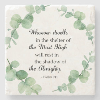 Porta-copo De Pedra psalm 91 eucalyptus wreath christian bíblia