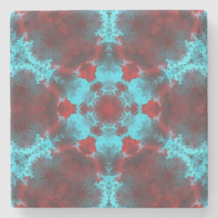 Porta-copo De Pedra Psicodélico Flor de Hippie Vermelho e Azul