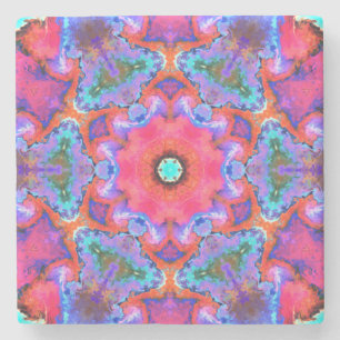 Porta-copo De Pedra Psicodélico Flor Hippie Cor de Rosa Azul e Laranja