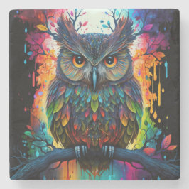 Porta-copo De Pedra Psychedelic Fantasy Hippy Owl