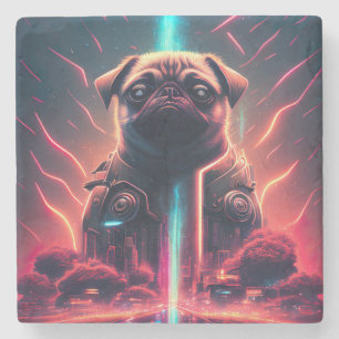 Porta-copo De Pedra Pug Adorável com Fantasia de Robô Futurista
