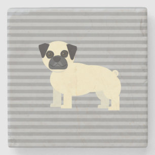 Porta-copo De Pedra Pug Cinza Listrado