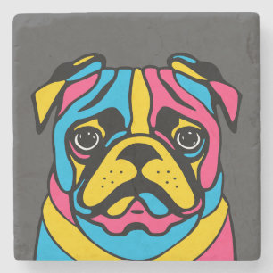 Porta-copo De Pedra pug personalizável de 3 tons