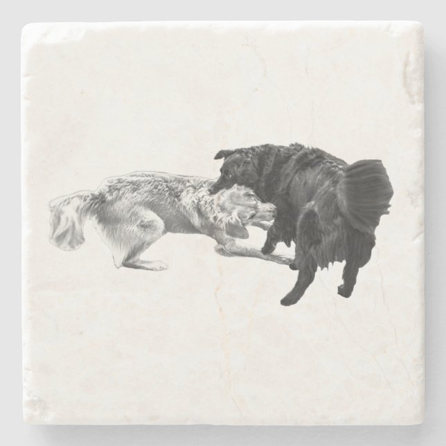Porta-copo De Pedra Pugs Dinâmicos, Sombra na Mesa (Frente)