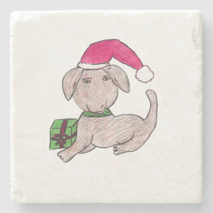 Porta-copo De Pedra Puppy de Natal bonito