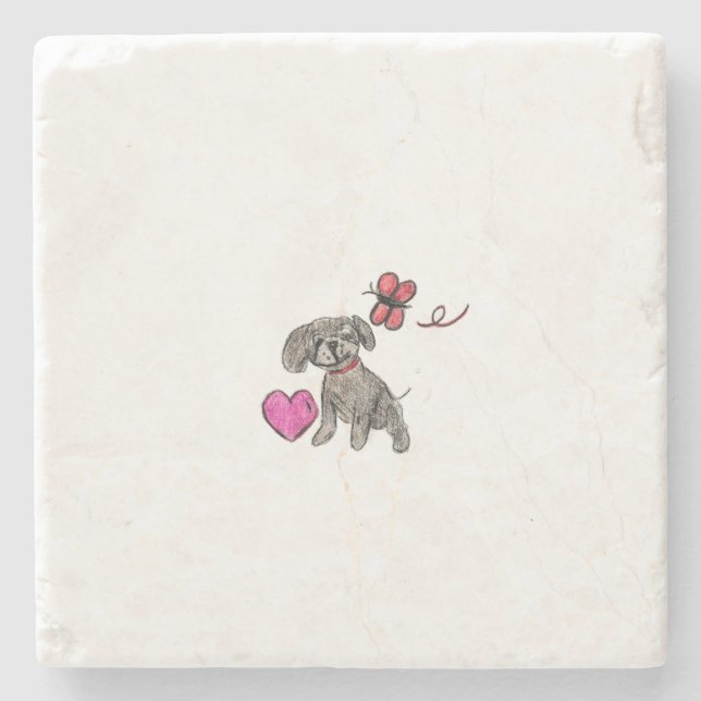 Porta-copo De Pedra Puppy Love (Frente)