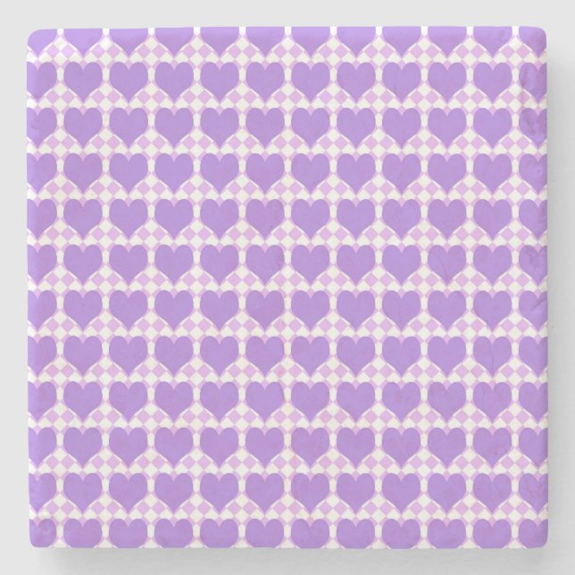 Porta-copo De Pedra Purple Hearts Seamless Pattern (Frente)
