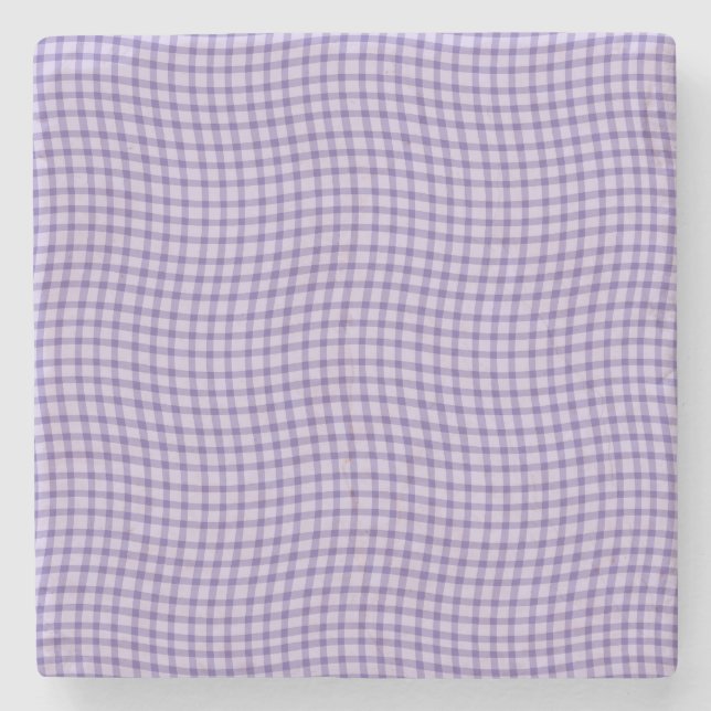 Porta-copo De Pedra Purple Plaid Checker Seamless Pattern (Frente)