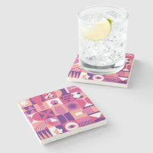 Púrpura Retrorna Padrão Bauhaus