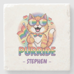 Porta-copo De Pedra Purride - Laranja Cat com Sinalizador Orgulho LGBT