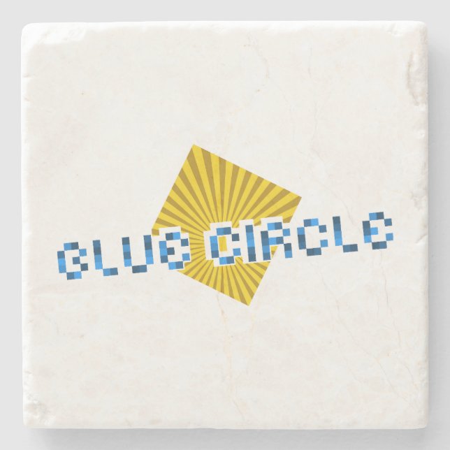 Porta-copo De Pedra Quadrado Amarelo com Feixes e Texto de Pixel Opost (Frente)