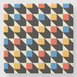 Porta-copo De Pedra Quadrados Coloridos