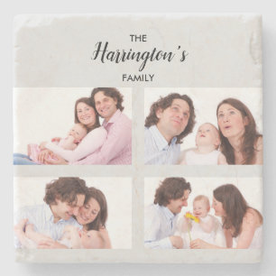 Porta-copo De Pedra Quadro de Retângulo de Colagem de Fotos da Famíl