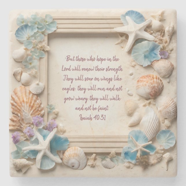 Porta-copo De Pedra Quadro de Sonhos de Seashell (Frente)