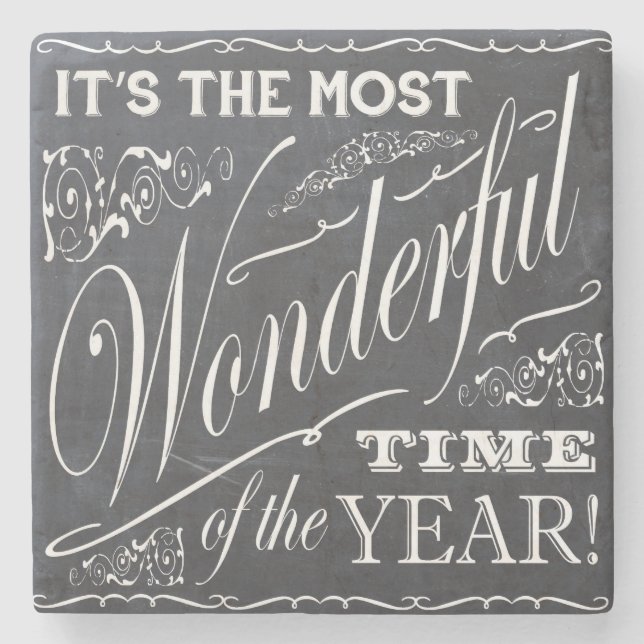 Porta-copo De Pedra quadro do Natal do feriado (Frente)