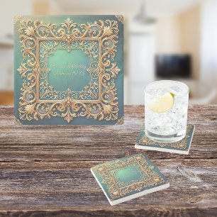 Porta-copo De Pedra Quadro Fillagree ao Quadrado Personalizável