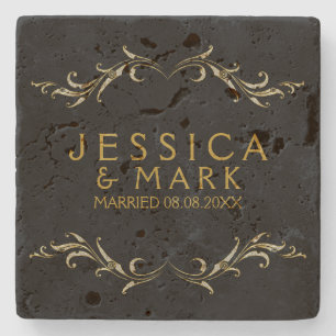 Porta-copo De Pedra Quadro floral dos redemoinhos femininos elegantes