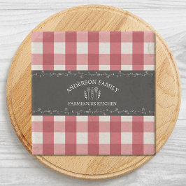 Porta-copo De Pedra Quadro Preto de Gingham Vermelho Russo