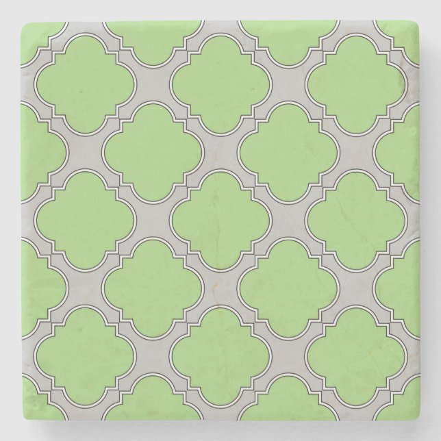 Porta-copo De Pedra Quatrefoil Verde (Frente)