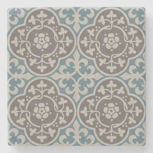 Porta-copo De Pedra Quatrefoils Floral Medieval