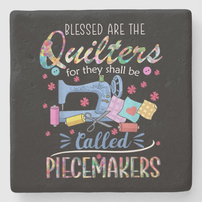 Porta-copo De Pedra Quiltros Abençoados Piecemakers Quilting Sewing Gi (Frente)