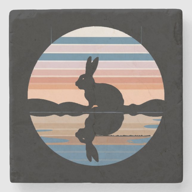 Porta-copo De Pedra Rabbit Retro Sunset (Frente)