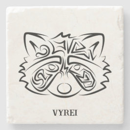 Porta-copo De Pedra Racconon Tribal Negro e Branco