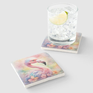 Porta-copo De Pedra Rainbow Birds Flamingo 1