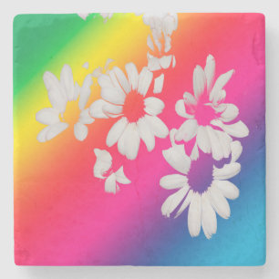 Porta-copo De Pedra Rainbow daisies