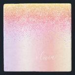 Porta-copo De Pedra Rainbow Pastel Girly Glitter Metal Monograma Nome<br><div class="desc">Arco-Íris Pastel Faux Folha de Folha Metálica Glitter Glitter Brutado Monograma Nome Azulejo Pedra. Isso faz a formatura perfeita,  doce aniversário de 16 anos,  casamento,  chá de panela,  aniversário,  chá de fraldas ou presente de festa de solteira para alguém que ama luxo de vidro e estilos quicos.</div>