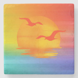 Porta-copo De Pedra Rainbow Sunrise 