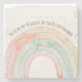 Porta-copo De Pedra Rainbow Watercolor Você é meu Pote de Romântico Do