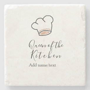 Porta-copo De Pedra Rainha da cozinha chef cozinhando adicionar nome c