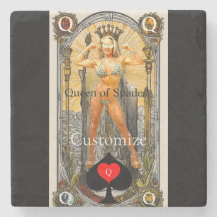 Porta-copo De Pedra Rainha do Cartão Tarot de Espadas Thunder_Cove