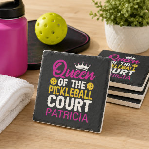 Porta-copo De Pedra Rainha do Tribunal de Pickleball Nome Personalizad