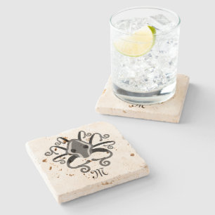 Porta-copo De Pedra Rainha Victoria Black Kraken