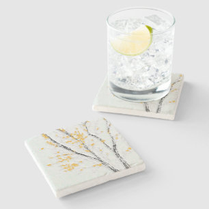 Porta-copo De Pedra Ramificações da Árvore de outono com Folhas de out