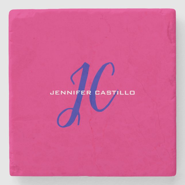 Porta-copo De Pedra Rapariga do Monograma de Script de Caligrafia Prof (Frente)