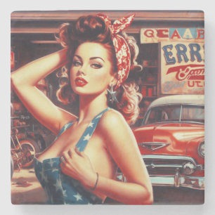 Porta-copo De Pedra Rapariga Mecânica Retroativa