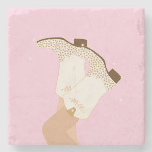 Porta-copo De Pedra Rapariga Moderna Boot Pernas Estrelas Yeehaw Rosa