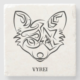 Porta-copo De Pedra Raposa Tribal Negra