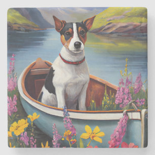 Porta-copo De Pedra Rat Terrier em uma Canoa: Uma Aventura Cênica